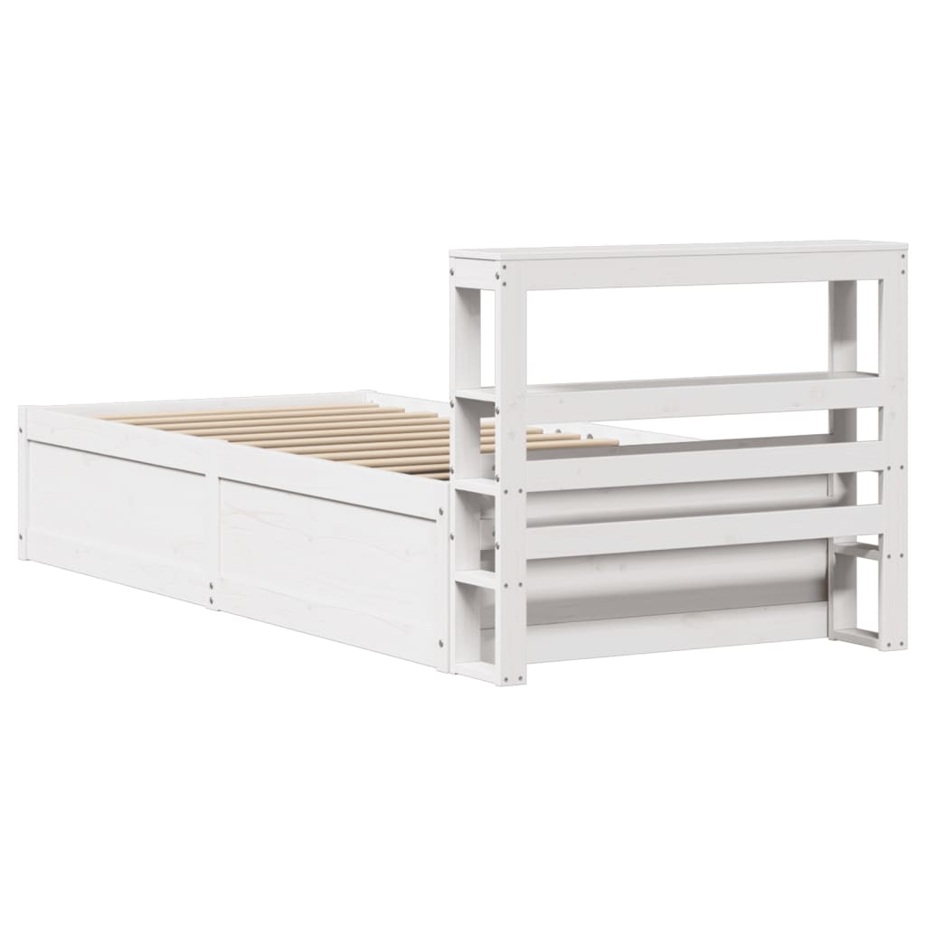 Bed Frame with Headboard White 75x190 cm Small Single Solid Wood Pine