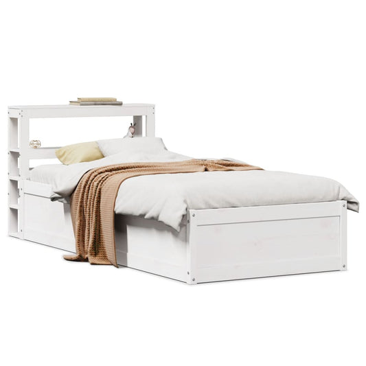 Bed Frame with Headboard White 75x190 cm Small Single Solid Wood Pine