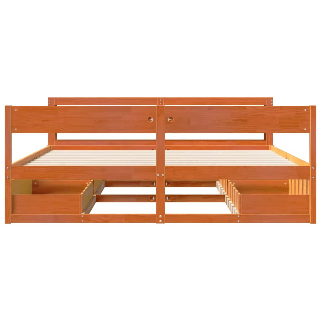 Bed Frame without Mattress Wax Brown 180x200 cm Super King Size Solid Wood Pine