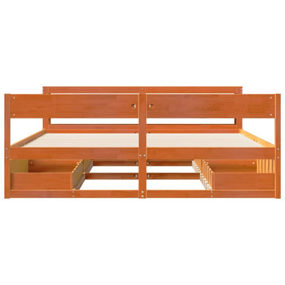 Bed Frame without Mattress Wax Brown 180x200 cm Super King Size Solid Wood Pine