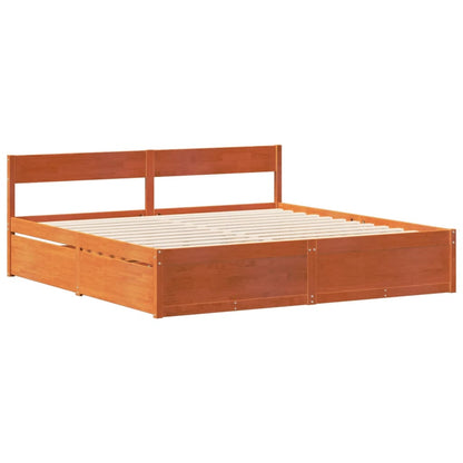 Bed Frame without Mattress Wax Brown 180x200 cm Super King Size Solid Wood Pine
