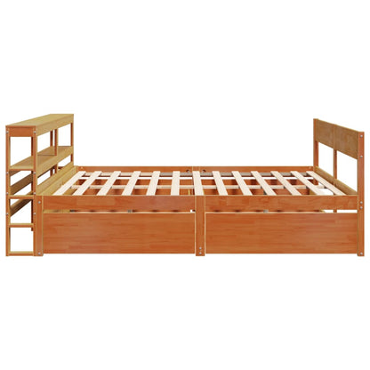 Bed Frame without Mattress Wax Brown 180x200 cm Super King Size Solid Wood Pine