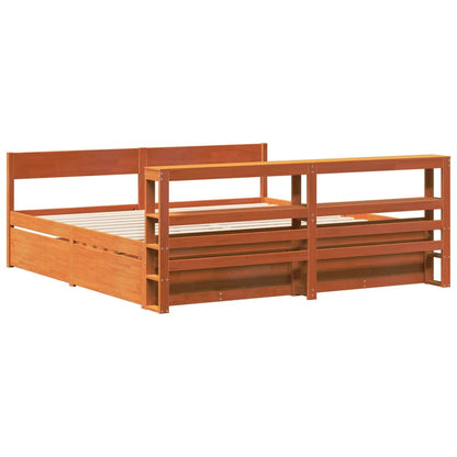 Bed Frame without Mattress Wax Brown 180x200 cm Super King Size Solid Wood Pine
