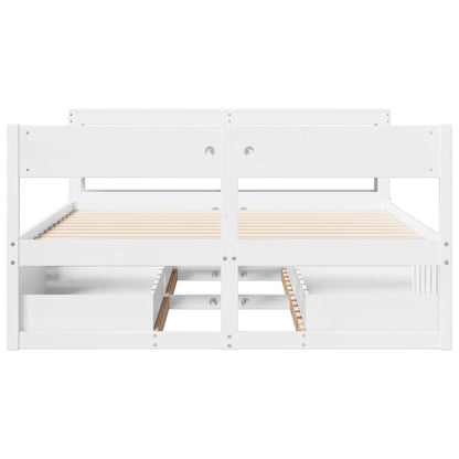 Bed Frame without Mattress White 140x200 cm Solid Wood Pine