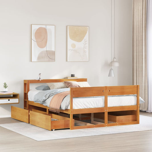 Bed Frame without Mattress Wax Brown 120x200 cm Solid Wood Pine