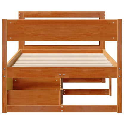 Bed Frame without Mattress Wax Brown 75x190 cm Small Single Solid Wood Pine