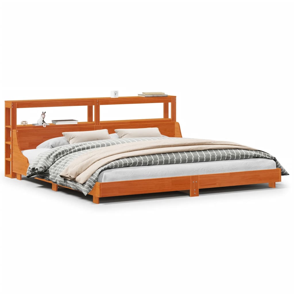 Bed Frame without Mattress Wax Brown 200x200 cm Solid Wood Pine