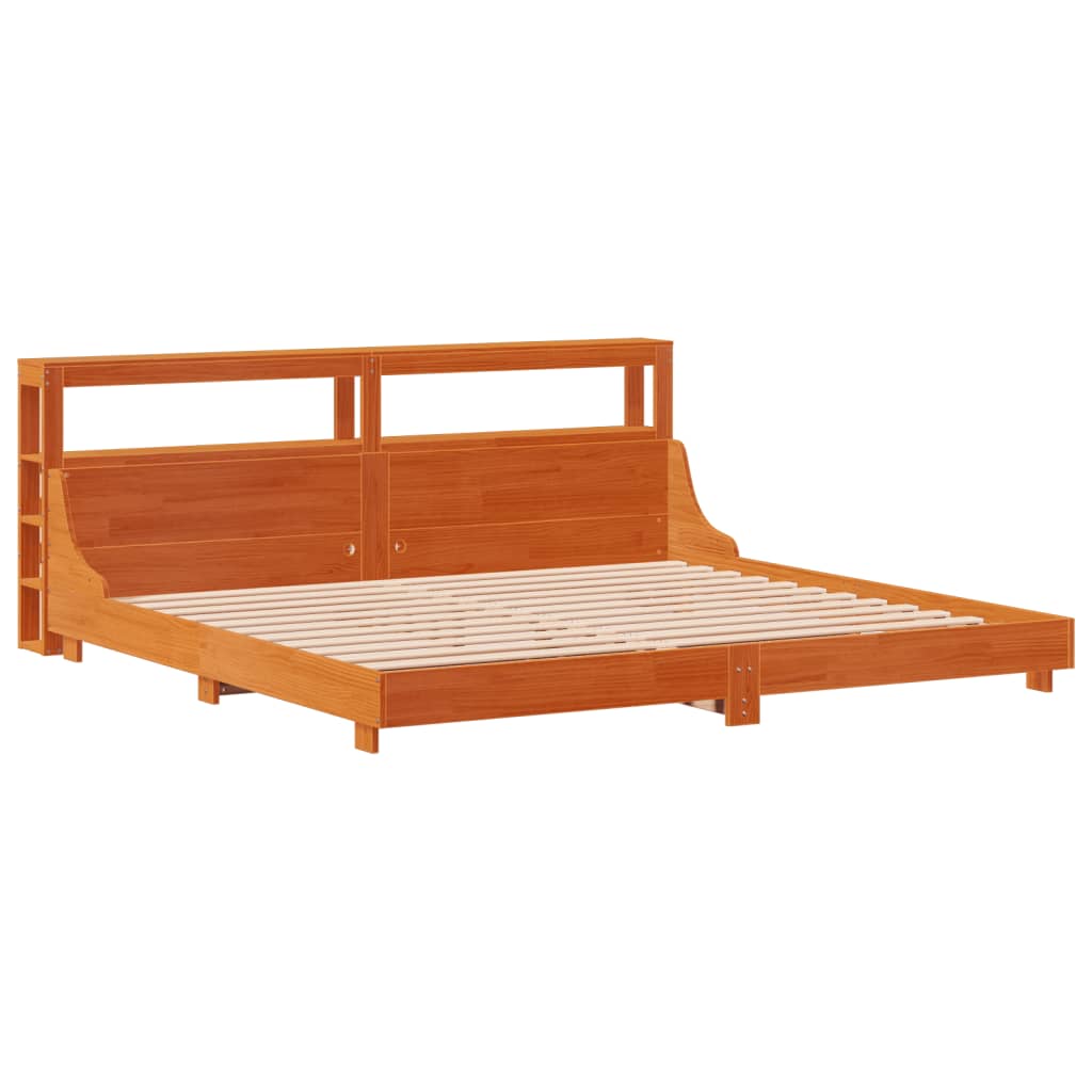 Bed Frame without Mattress Wax Brown 200x200 cm Solid Wood Pine
