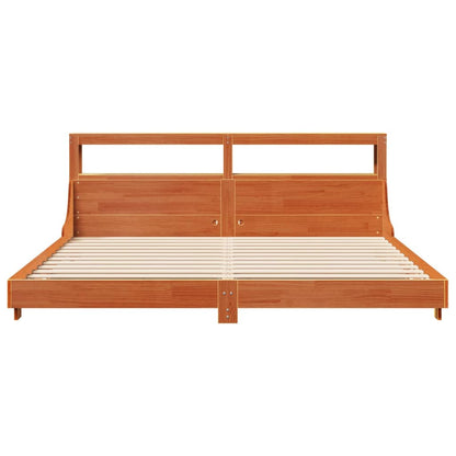 Bed Frame without Mattress Wax Brown 200x200 cm Solid Wood Pine