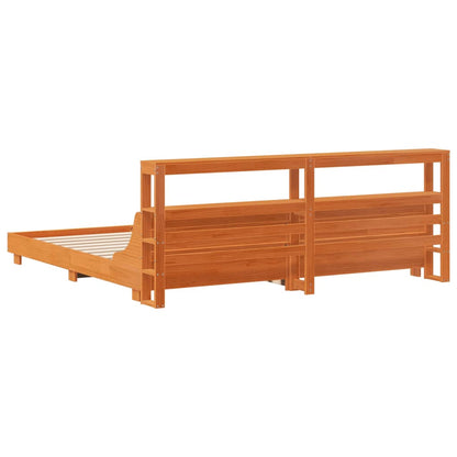 Bed Frame without Mattress Wax Brown 200x200 cm Solid Wood Pine