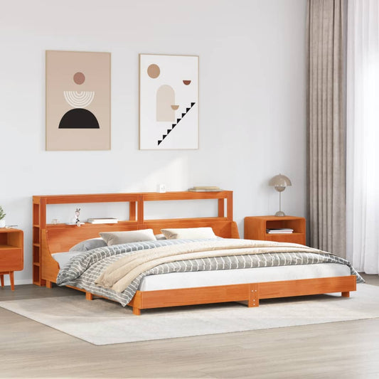 Bed Frame without Mattress Wax Brown 200x200 cm Solid Wood Pine