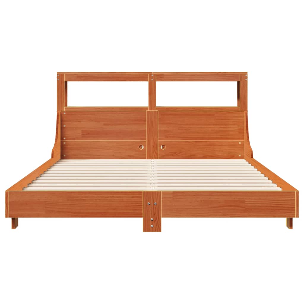 Bed Frame without Mattress Wax Brown 160x200 cm Solid Wood Pine