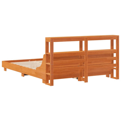 Bed Frame without Mattress Wax Brown 160x200 cm Solid Wood Pine