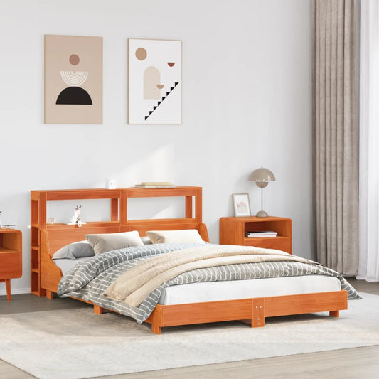 Bed Frame without Mattress Wax Brown 160x200 cm Solid Wood Pine