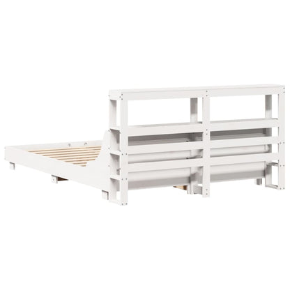 Bed Frame without Mattress White 150x200 cm King Size Solid Wood Pine