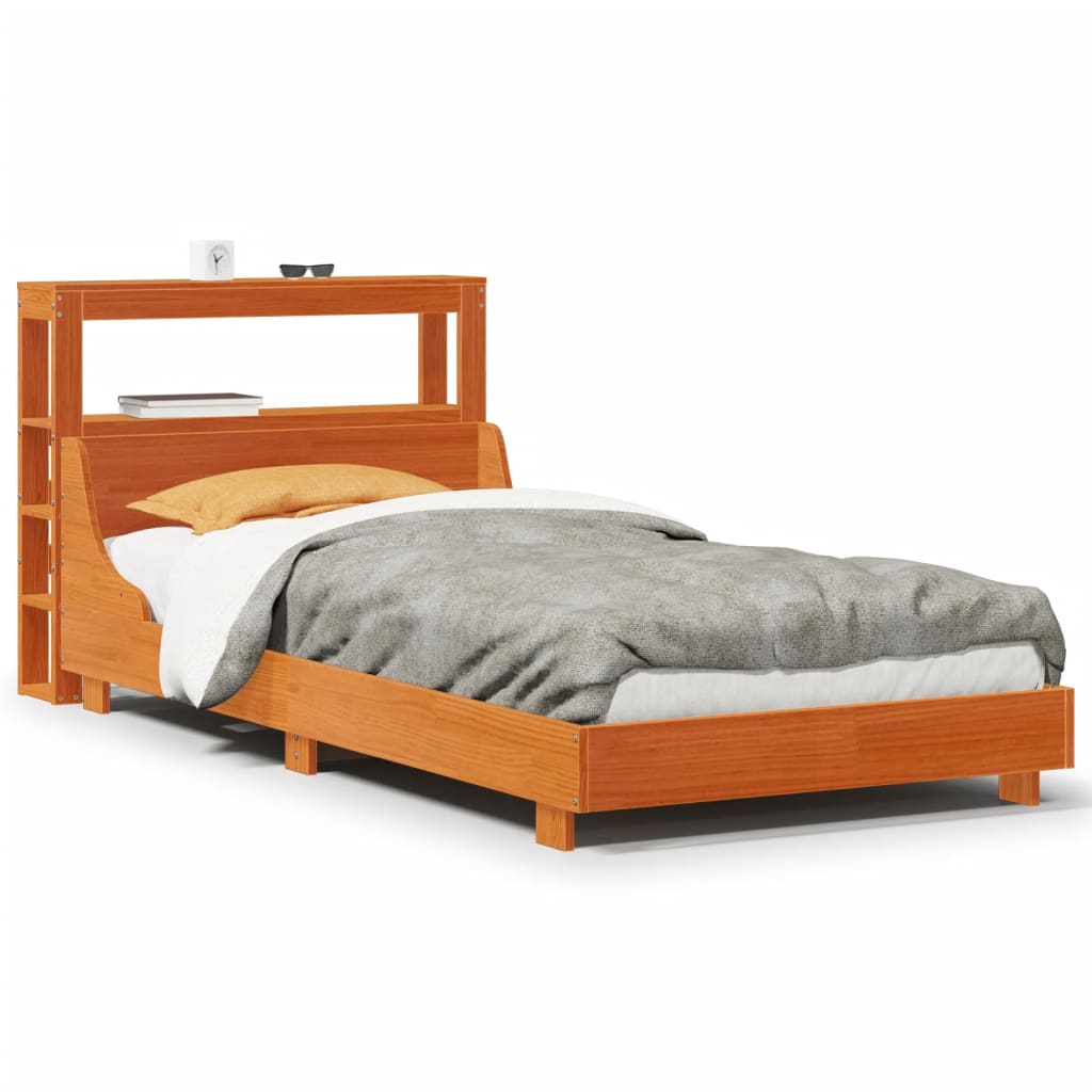 Bed Frame without Mattress Wax Brown 100x200 cm Solid Wood Pine