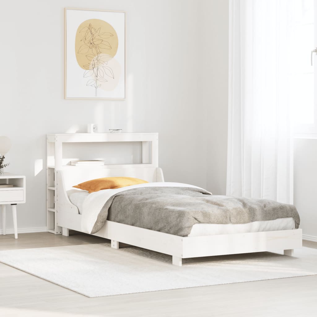 Bed Frame without Mattress White 90x200 cm Solid Wood Pine