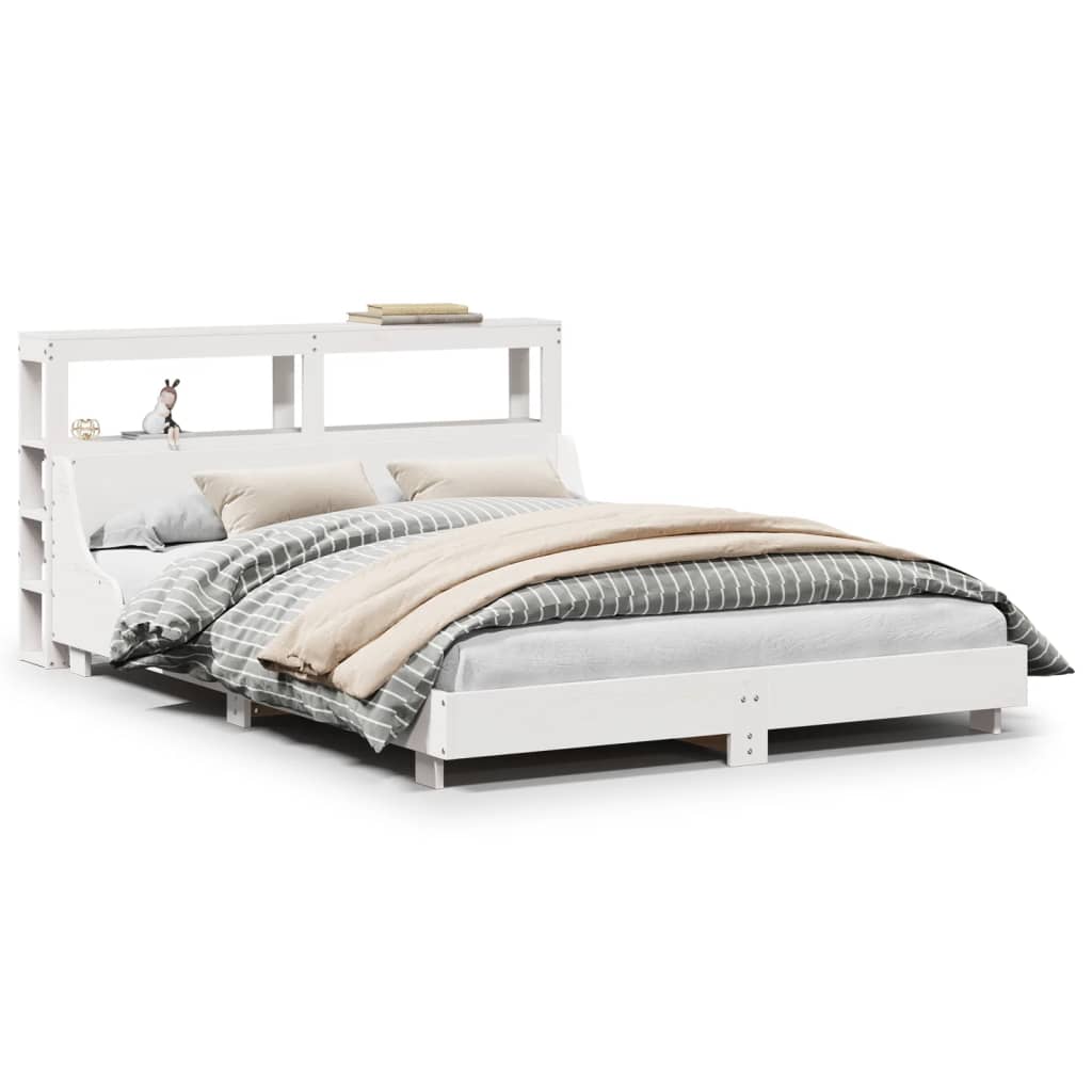 Bed Frame without Mattress White 135x190 cm Double Solid Wood Pine