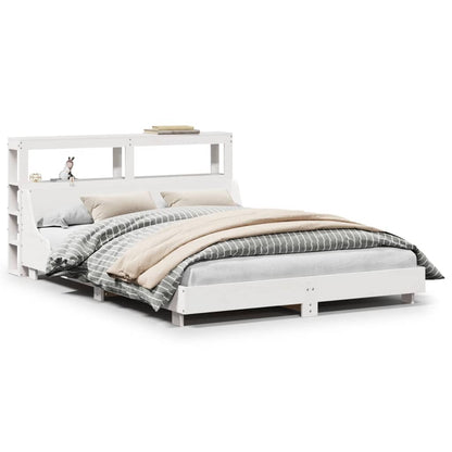 Bed Frame without Mattress White 135x190 cm Double Solid Wood Pine
