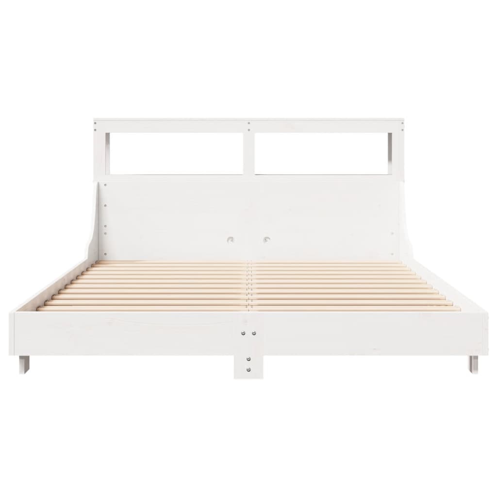 Bed Frame without Mattress White 135x190 cm Double Solid Wood Pine