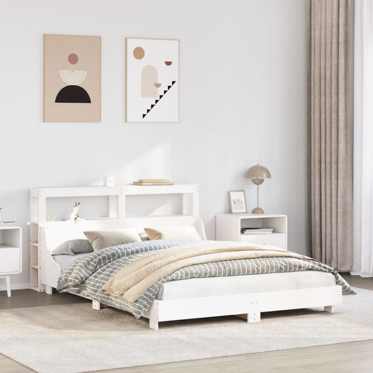 Bed Frame without Mattress White 135x190 cm Double Solid Wood Pine