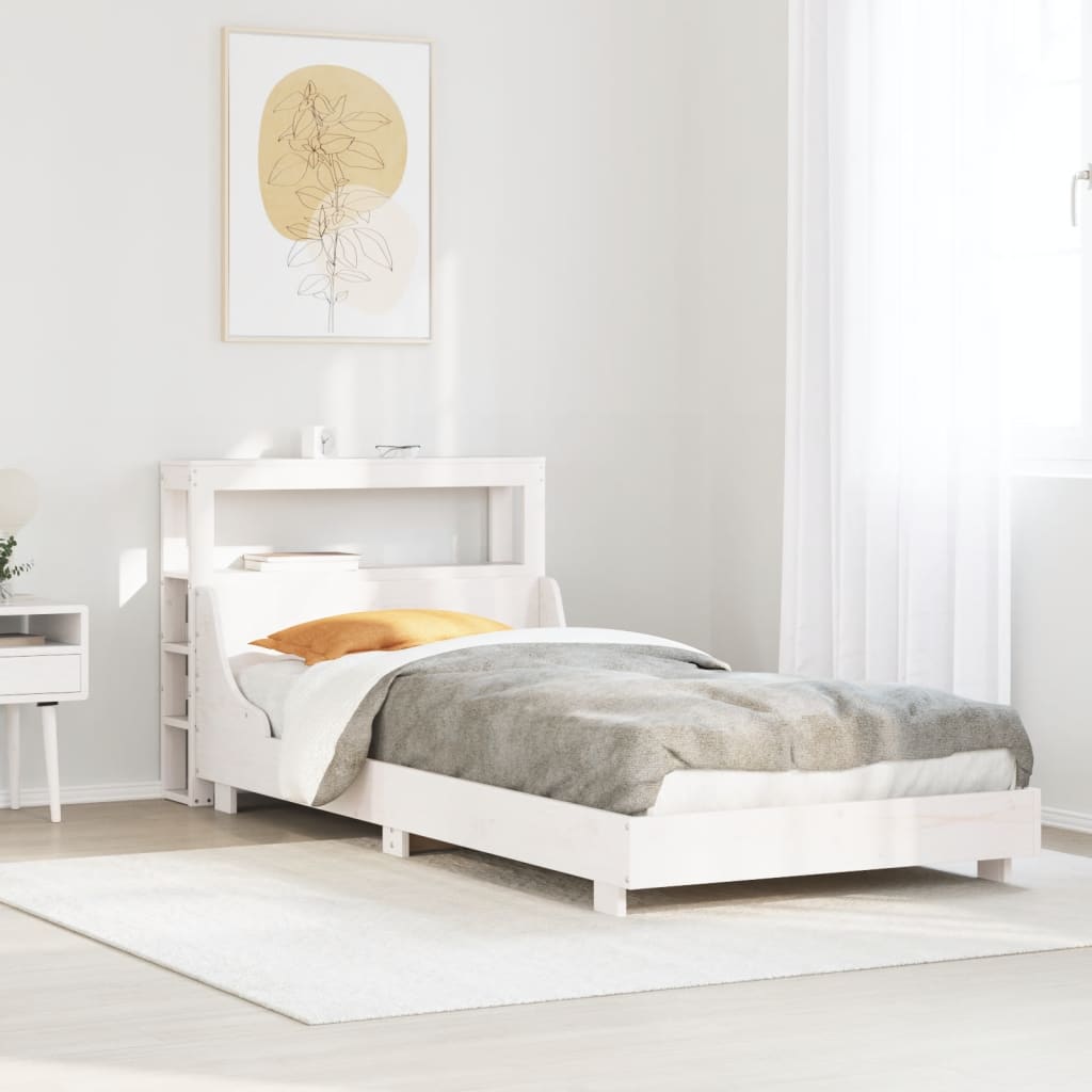 Bed Frame without Mattress White 90x190 cm Single Solid Wood Pine