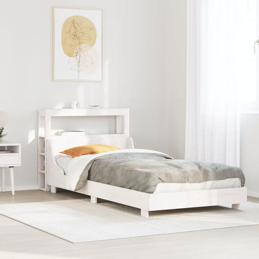 Bed Frame without Mattress White 90x190 cm Single Solid Wood Pine