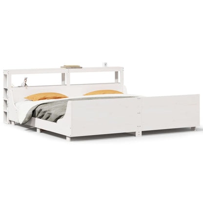 Bed Frame without Mattress White 200x200 cm Solid Wood Pine