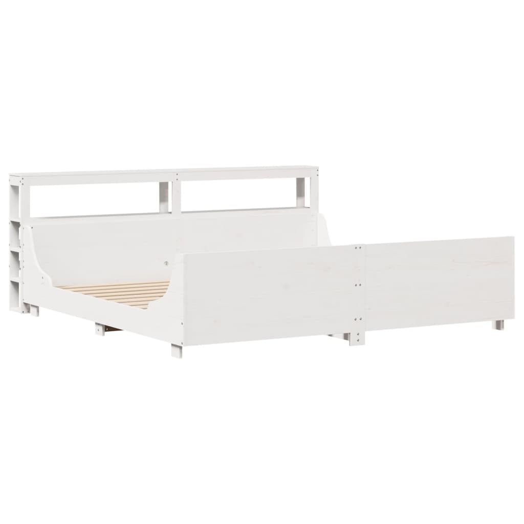 Bed Frame without Mattress White 200x200 cm Solid Wood Pine