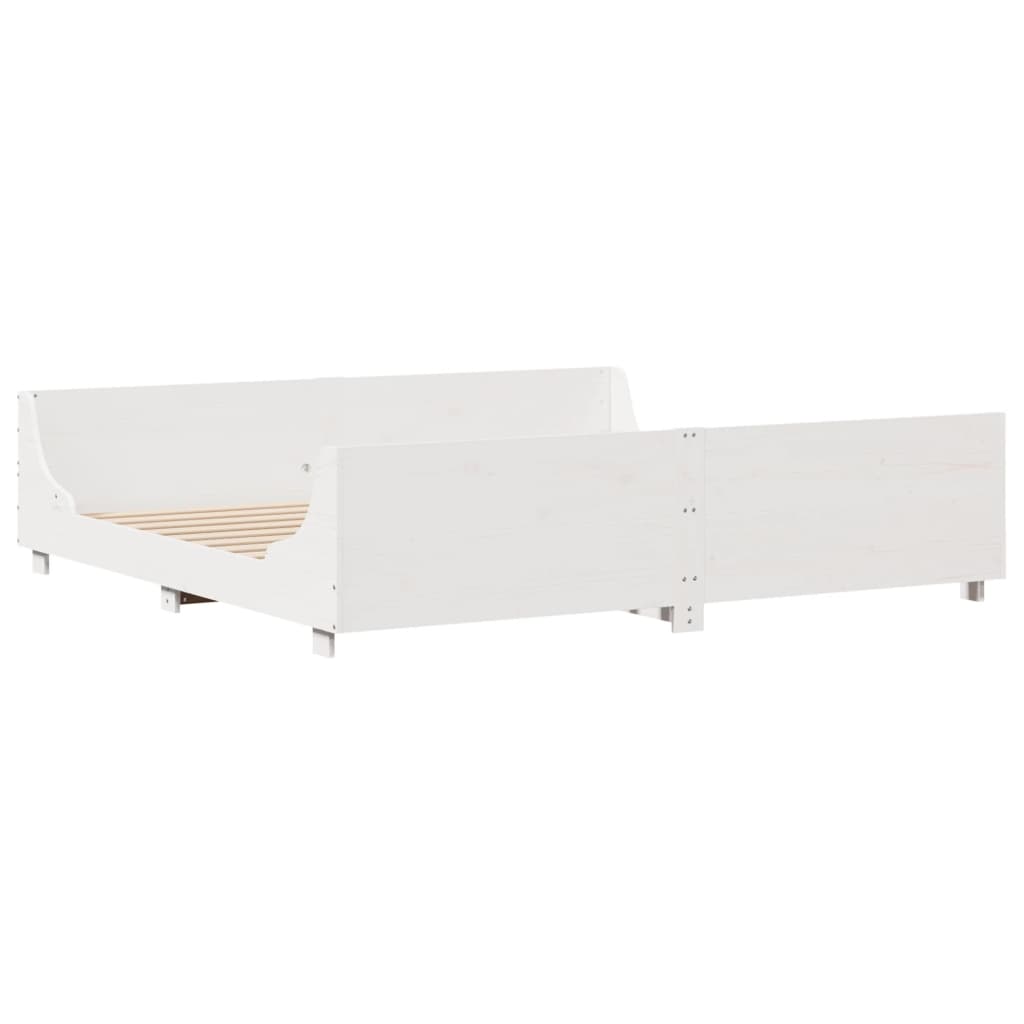 Bed Frame without Mattress White 200x200 cm Solid Wood Pine