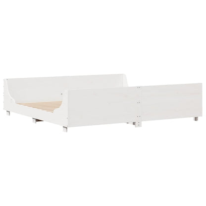 Bed Frame without Mattress White 200x200 cm Solid Wood Pine