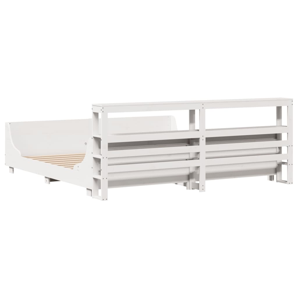 Bed Frame without Mattress White 200x200 cm Solid Wood Pine