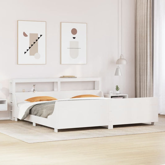 Bed Frame without Mattress White 200x200 cm Solid Wood Pine