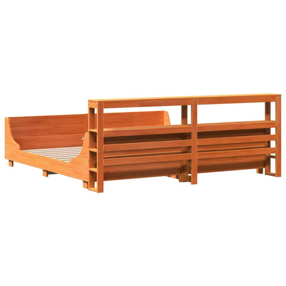Bed Frame without Mattress Wax Brown 180x200 cm Super King Solid Wood Pine