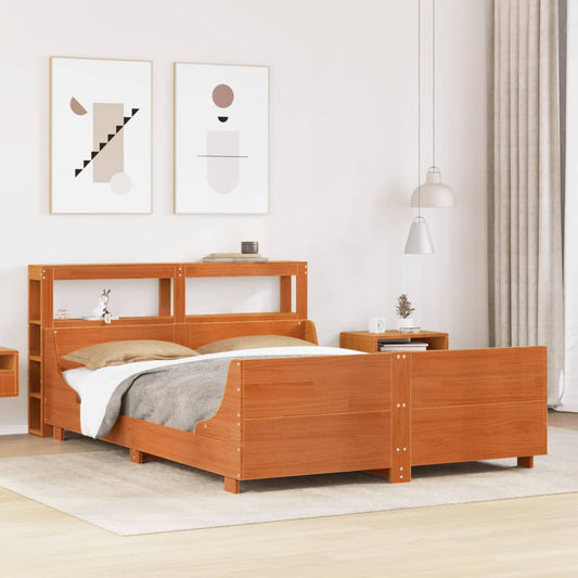 Bed Frame without Mattress Wax Brown 160x200 cm Solid Wood Pine