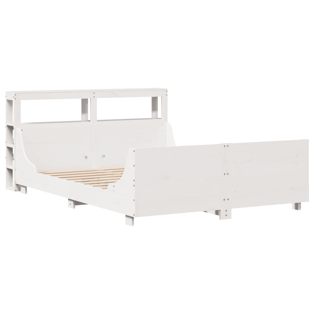 Bed Frame without Mattress White 150x200 cm King Size Solid Wood Pine