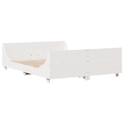 Bed Frame without Mattress White 150x200 cm King Size Solid Wood Pine