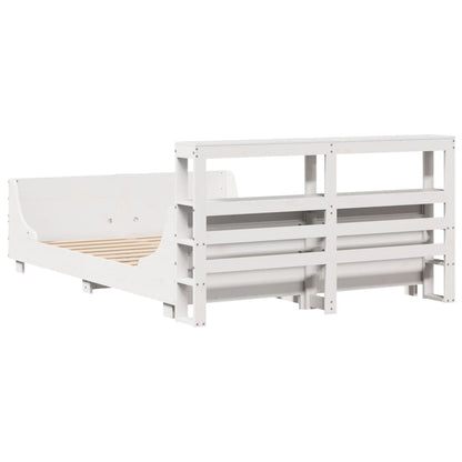Bed Frame without Mattress White 150x200 cm King Size Solid Wood Pine