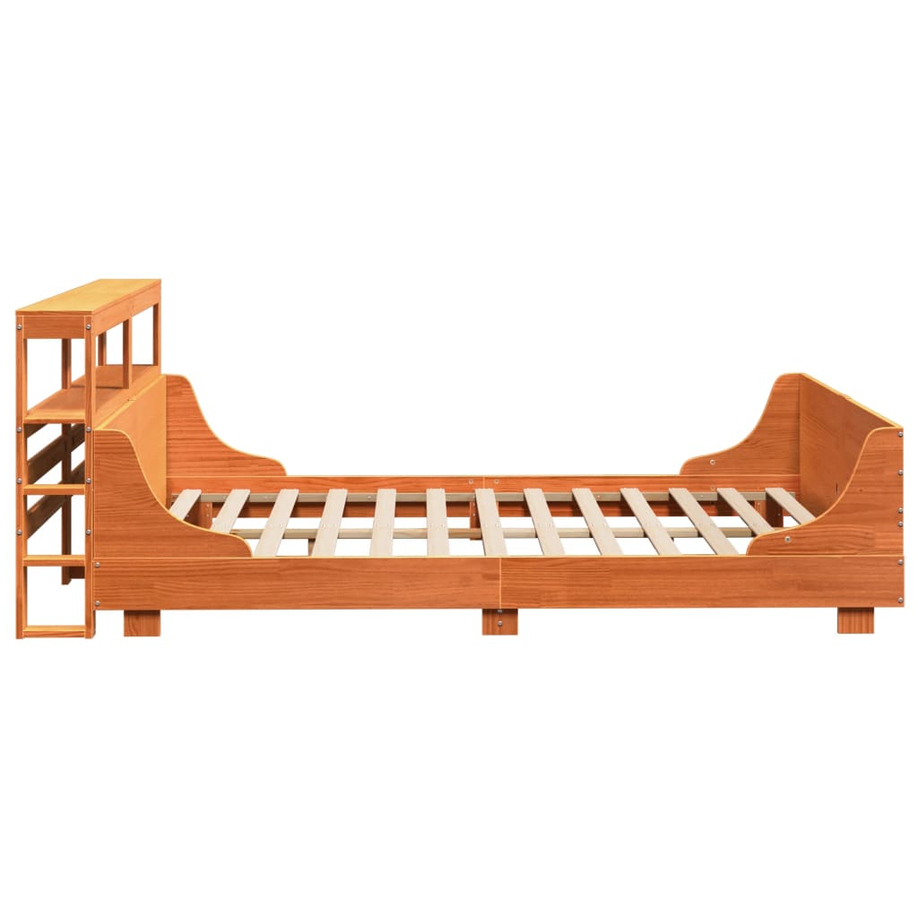 Bed Frame without Mattress Wax Brown 150x200 cm King Size Solid Wood Pine