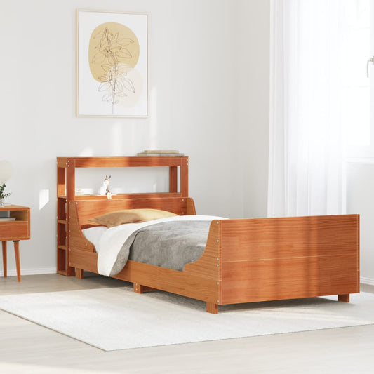 Bed Frame without Mattress Wax Brown 90x200 cm Solid Wood Pine