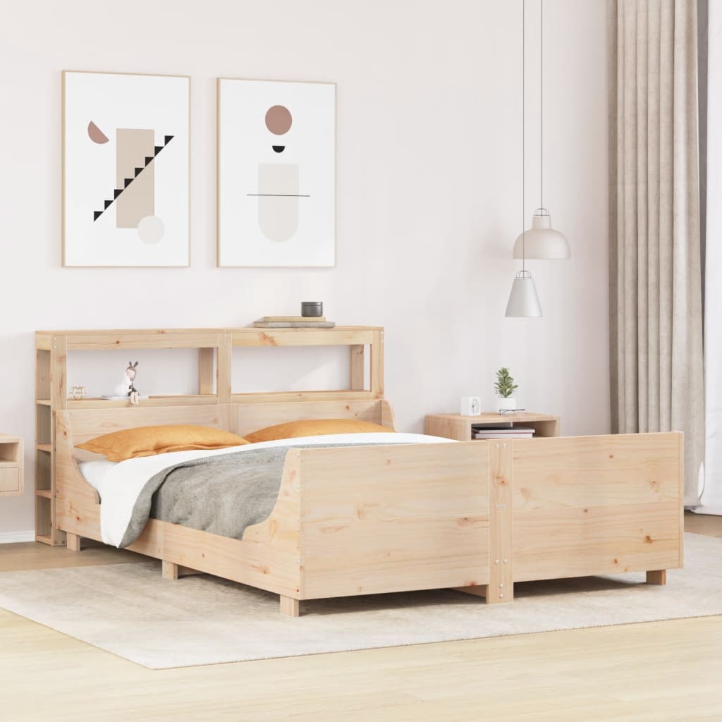 Bed Frame without Mattress 140x190 cm Solid Wood Pine