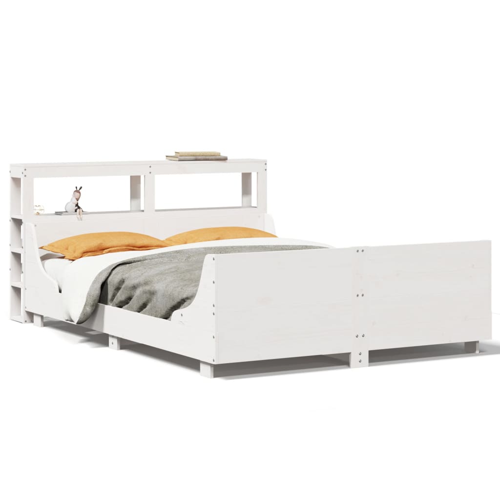Bed Frame without Mattress White 140x190 cm Solid Wood Pine
