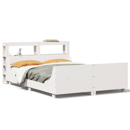 Bed Frame without Mattress White 135x190 cm Double Solid Wood Pine