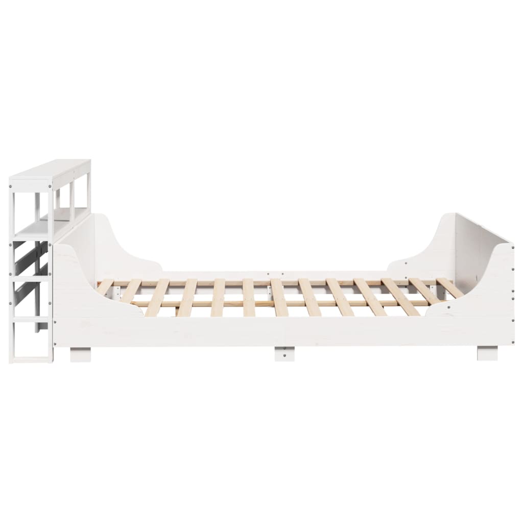Bed Frame without Mattress White 135x190 cm Double Solid Wood Pine