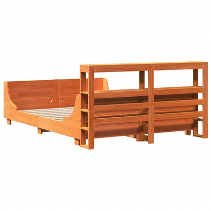 Bed Frame without Mattress Wax Brown 120x190 cm Small Double Solid Wood Pine