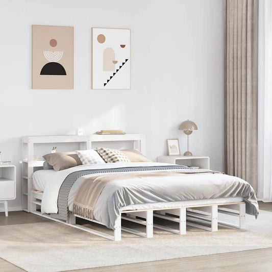 Bed Frame without Mattress White 120x200 cm Solid Wood Pine