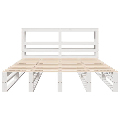 Bed Frame without Mattress White 150x200 cm King Size Solid Wood Pine
