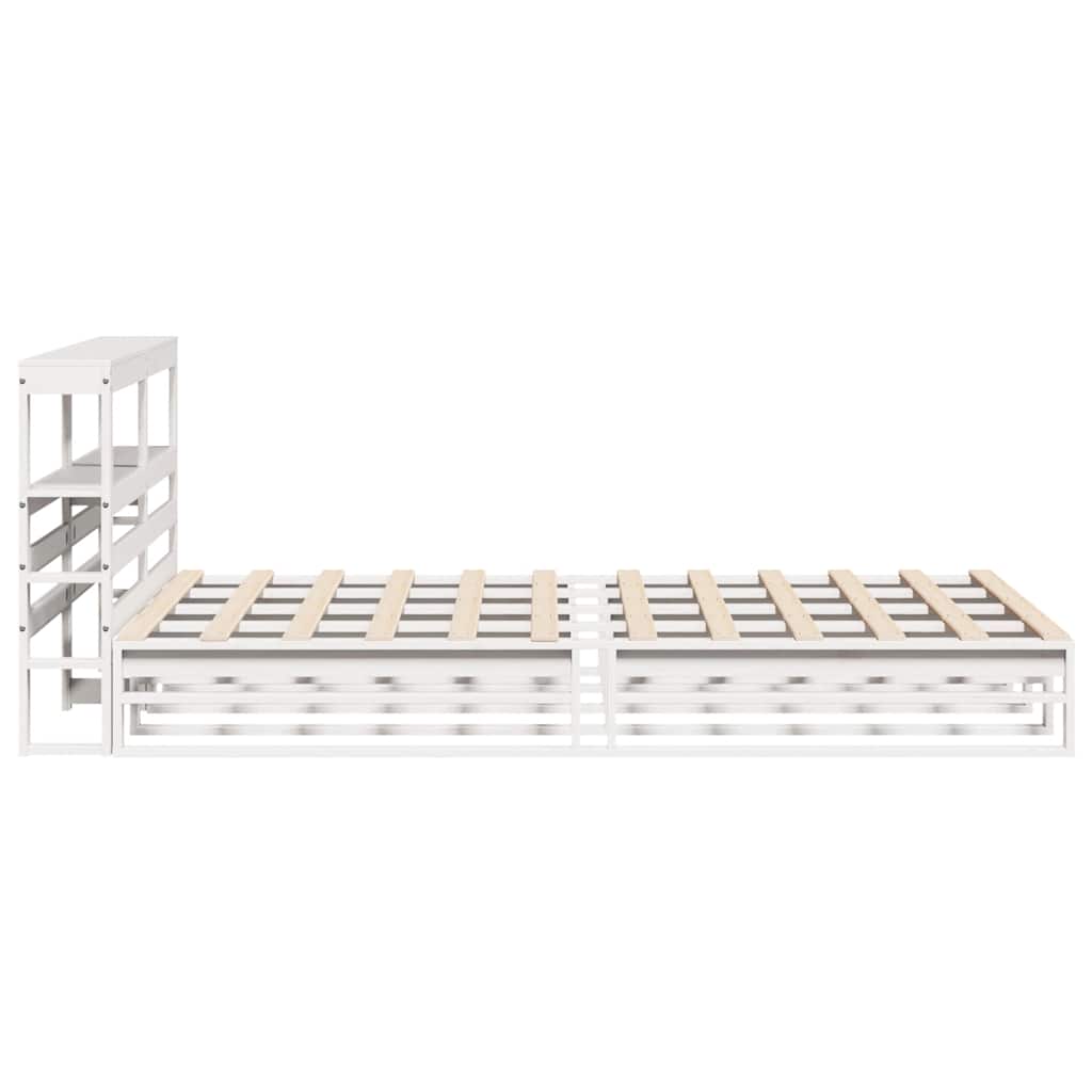 Bed Frame without Mattress White 150x200 cm King Size Solid Wood Pine