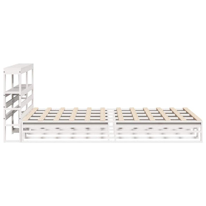 Bed Frame without Mattress White 150x200 cm King Size Solid Wood Pine