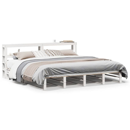 Bed Frame without Mattress White 180x200 cm Super King Solid Wood Pine